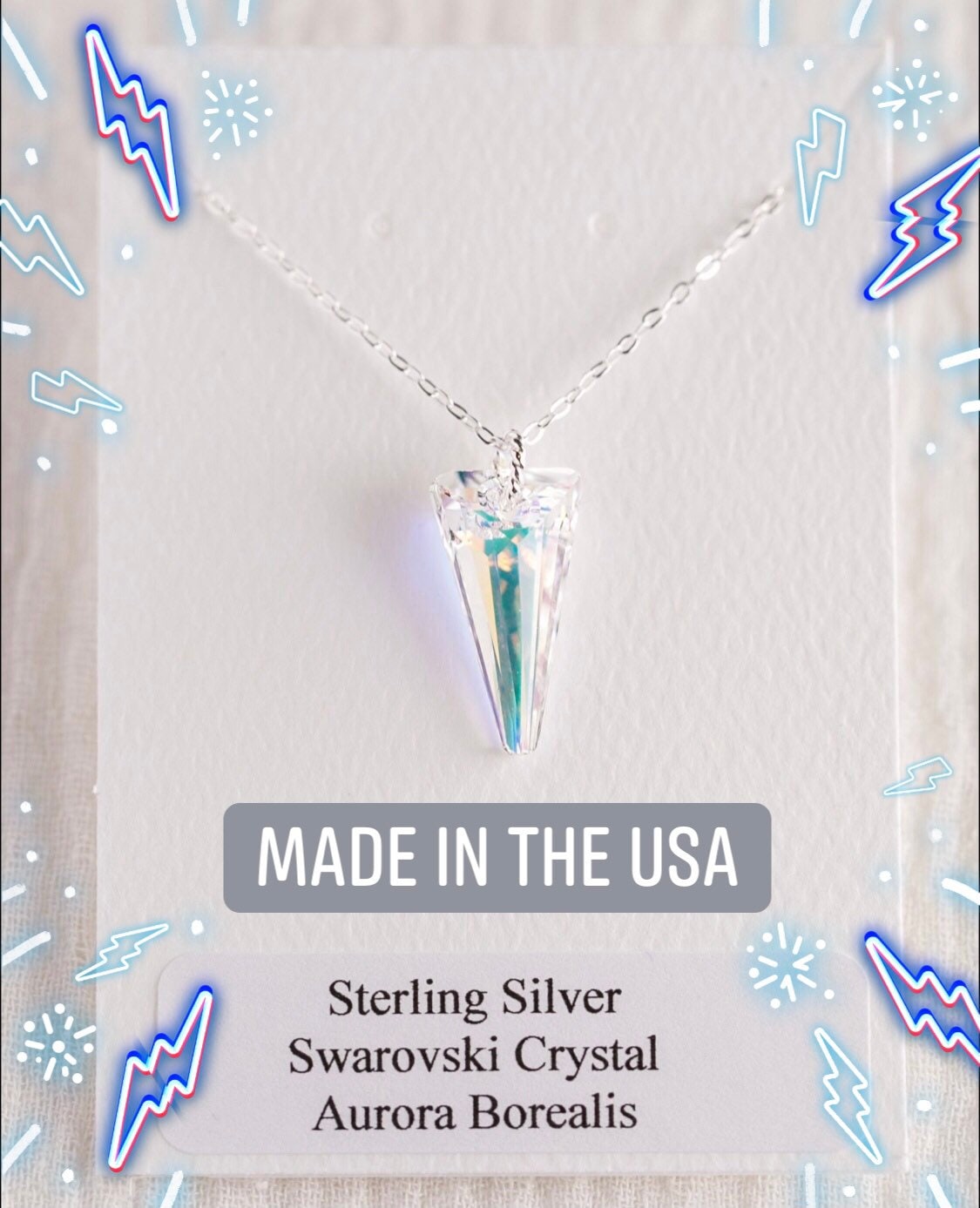 Aurora Borealis Spike Sterling Silber Kristall Halskette Aurora Borealis Spike Sterling Silber Kristall Halskette von DerekAshleyDesigns