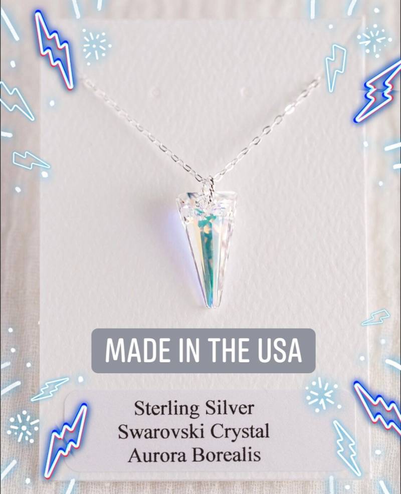 Aurora Borealis Spike Sterling Silber Kristall Halskette Aurora Borealis Spike Sterling Silber Kristall Halskette von DerekAshleyDesigns