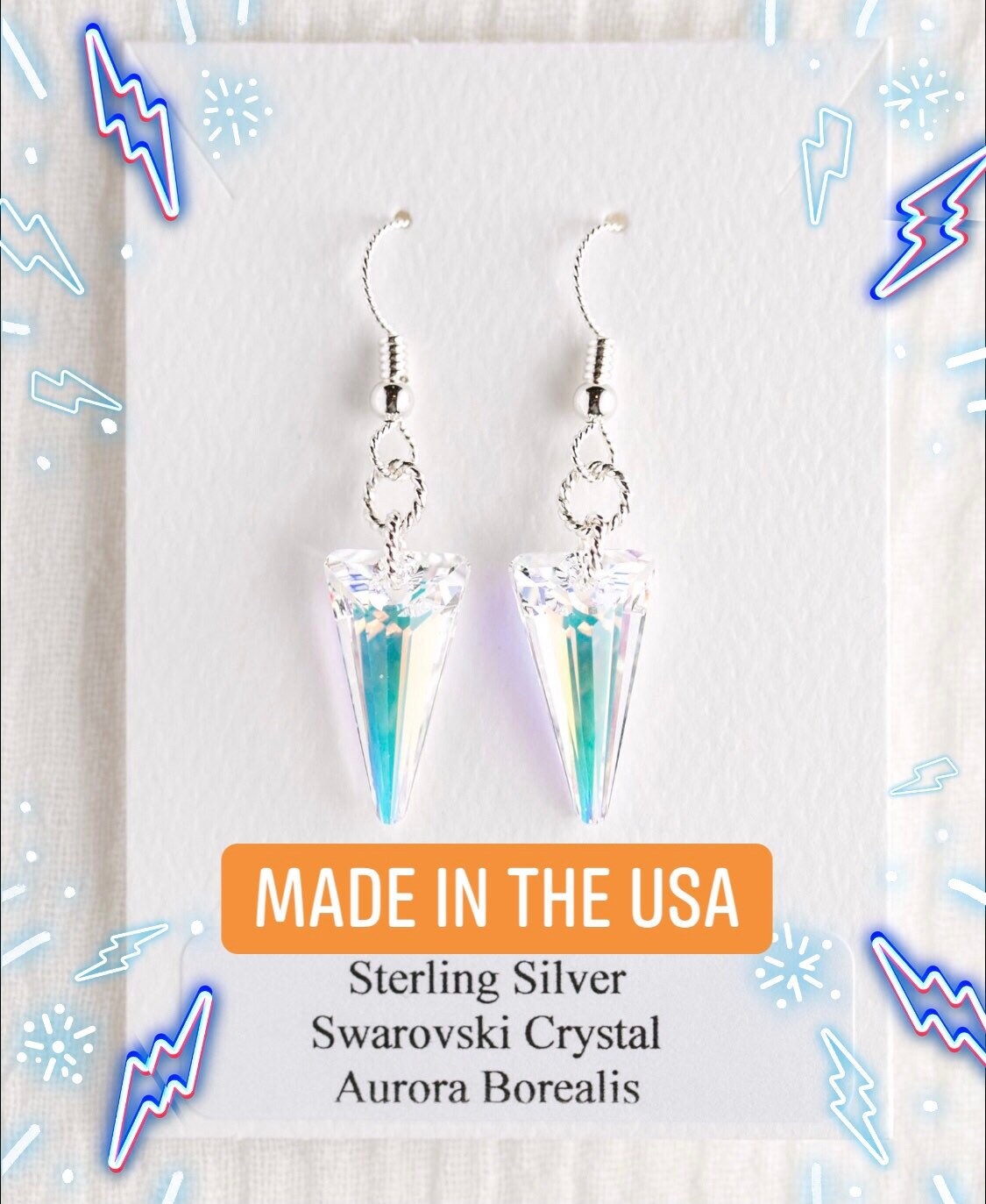 Aurora Borealis Spike Sterling Silber Kristall Ohrringe Aurora Borealis Spike Sterling Silber Kristall Ohrringe von DerekAshleyDesigns