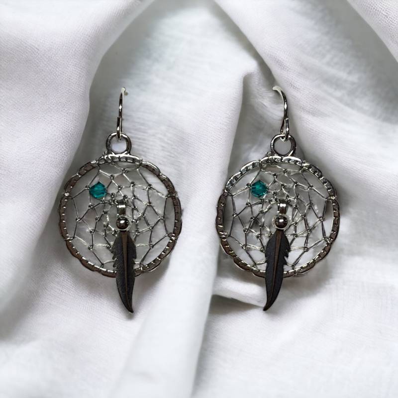 Geburtsstein Traumfänger Sterling Silber Ohrringe Mit Feder Geburtsstein Traumfänger Sterling Silber Ohrringe Mit Feder von DerekAshleyDesigns