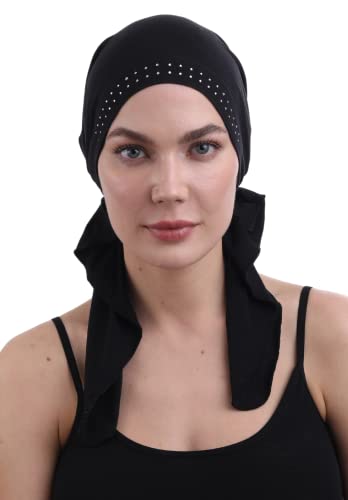 Deresina Headwear Vorgebundenes Bandana (Juwelenbesetzte Schwarz) von Deresina Headwear