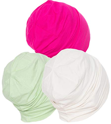 Deresina Chemo Beanie - Schlafmütze (Fuschia-Spring Green-Cream) von Deresina Headwear