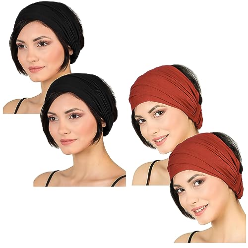 Deresina Damen-Kopfband, Stirnband für Haarausfall, dehnbar, Bambus, Blaugrün - Dunkelgrau - Maulbeere, One size von Deresina Headwear