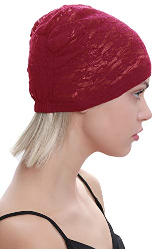 Deresina Headwear Embroided Lace Kappe für Haarverlust, Krebs, Chemotherapie (Burgundy) von Deresina Headwear