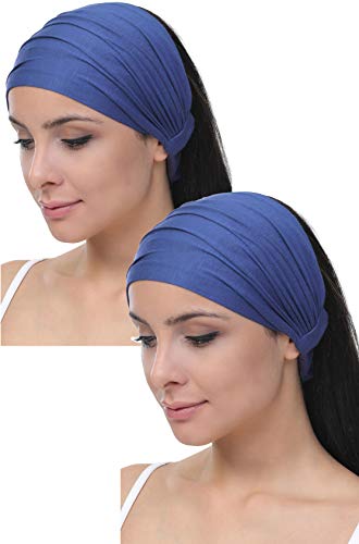 Deresina Headwear Extra Breites Elastisches Bambus Stirnband, Unisex-Schweißband, Make-up Haarband, Ohrwärmer, Haarbänder, Haarreifen für Alopezie Carolina Blue (2 pieces) von Deresina Headwear