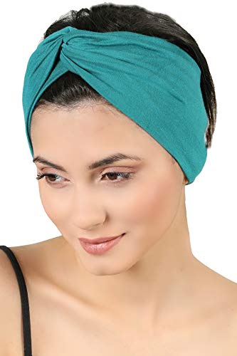Deresina Headwear Klassisch Kreuz Baumwolle Stirnband für Haarausfall (Teal) von Deresina Headwear