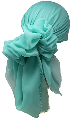 Deresina Headwear QUADRATISCHE, ULTRAWEICHES Kopftuch AUS Baumwolle FÜR Haarverlust, Krebs, Chemotherapie (1m x1m) (Spring Green with Edges) von Deresina Headwear