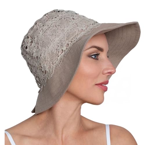 Deresina Headwear Savannah Sonnenhut aus Baumwolle mit Spitze, Vollkopfbedeckung, Chemo-Kopfbedeckung für Damen, eleganter 50 LSF Sonnenschutz, leicht, faltbar, rutschfest, breite Krempe, Sommerhut von Deresina Headwear