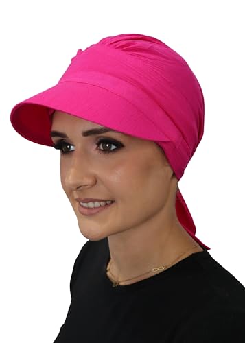 Deresina Headwear Schal Visier Hut Chemo Kopfbedeckung für Sommer Sonnenschutz Baumwolle Schals Kopfbedeckung für Haarausfall Volle Kopfbedeckung Weich Leicht Rutschfest Faltbar, hellrosa von Deresina Headwear
