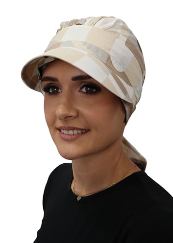 Deresina Headwear Schal Visor Hut, Chemo-Kopfbedeckung für den Sommer, volle Kopfbedeckung, rutschfest, beige, Einheitsgröße von Deresina Headwear