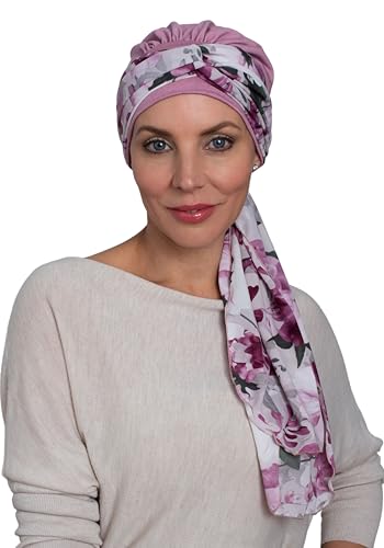Deresina Headwear Sunrise Kappe mit angenähtem Schal (Puderrosa) von Deresina Headwear