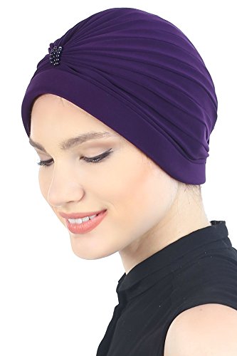 Deresina Headwear Turban Mit Perle für Haarverlust, Krebs (Violett) von Deresina Headwear