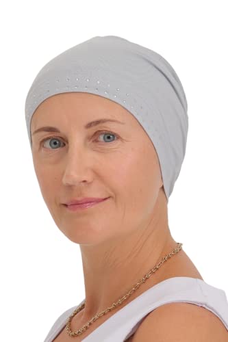 Deresina Headwear Verzierte Schadelkappe bei Haarausfall, Bambus Chemo Kopfbedeckung für Damen, Schlafmütze, Mützen, Bonnet Haube für unter Hut, Turban oder Kopftücher (Himmel Blau) von Deresina Headwear