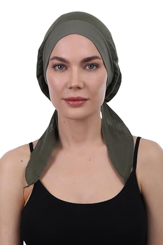 Deresina Kopfbedeckung Einfach Binden Baumwoll Kopftücher (Plain Olive) von Deresina Headwear