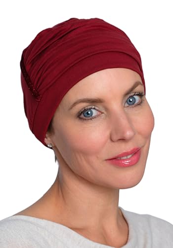 Deresina Serene Hut Bambus Chemo Kopfbedeckung für Frauen Anlass Hut für Haarausfall, burgunderfarben, Einheitsgröße von Deresina Headwear
