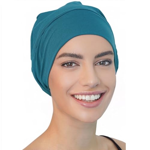 Deresina Slouch Beanie, Satin & Bambus, Schlafmütze bei Haarausfall, blaugrün, Einheitsgröße von Deresina Headwear
