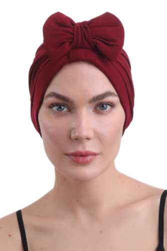 Deresina VersaBow Kopfbedeckung gegen Haarausfall, Chemo mit abnehmbarer Fliege, burgunderfarben, One size von Deresina Headwear