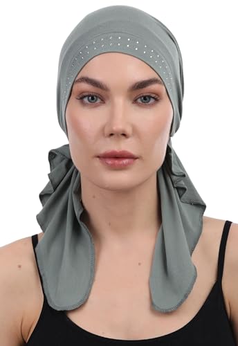 Deresina Vorgebundenes Bandana (Juwelenbesetzte Khaki) von Deresina Headwear