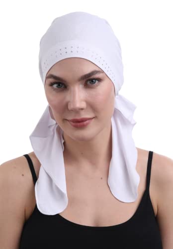 Deresina Vorgebundenes Bandana (Juwelenbesetztes WeiB) von Deresina Headwear