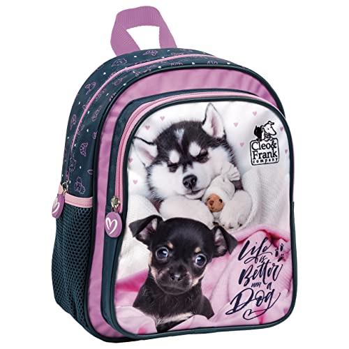 Derform Cleo & Frank Hunde Kinder Rucksack 28 cm Kindergarten Tasche rosa blau Mädchen von Derform