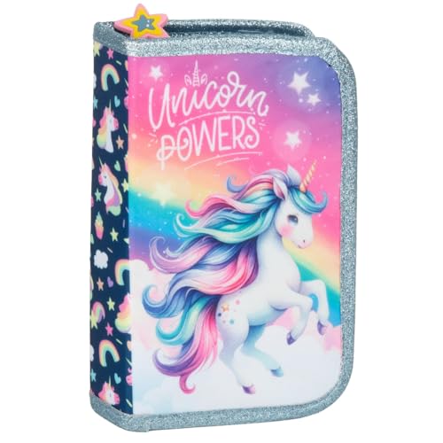 Derform Einhorn Federtasche Unicorn Federmappe gefüllt Federmäppchen mit Inhalt von Derform