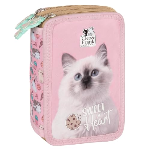 Derform Katzen 3 - Fach Federmappe Federtasche mit 43 Teilen gefüllt Federmäppchen Kätzchen von Derform