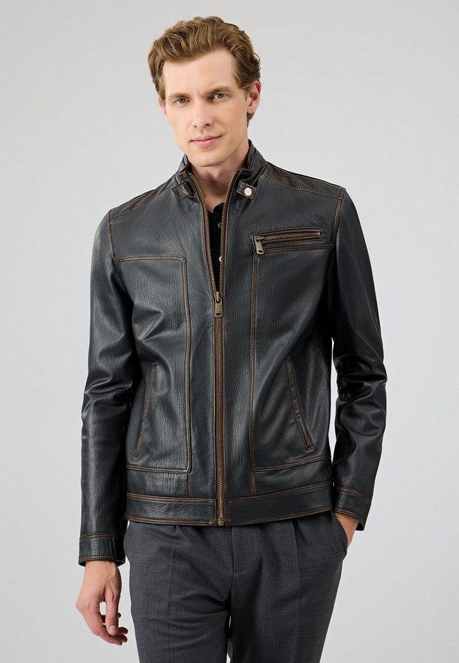 Derimod Lederjacke Felibe Vintage Lederjacke mit Stehkragen von Derimod