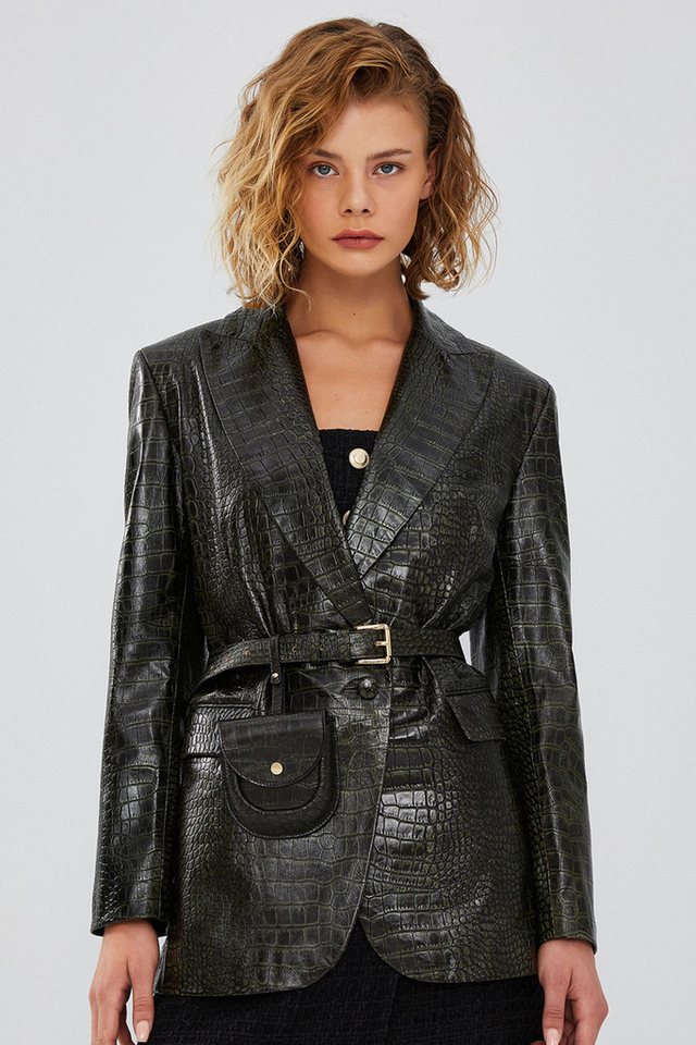 Derimod Lederjacke Karla Bedruckter Lederblazer von Derimod