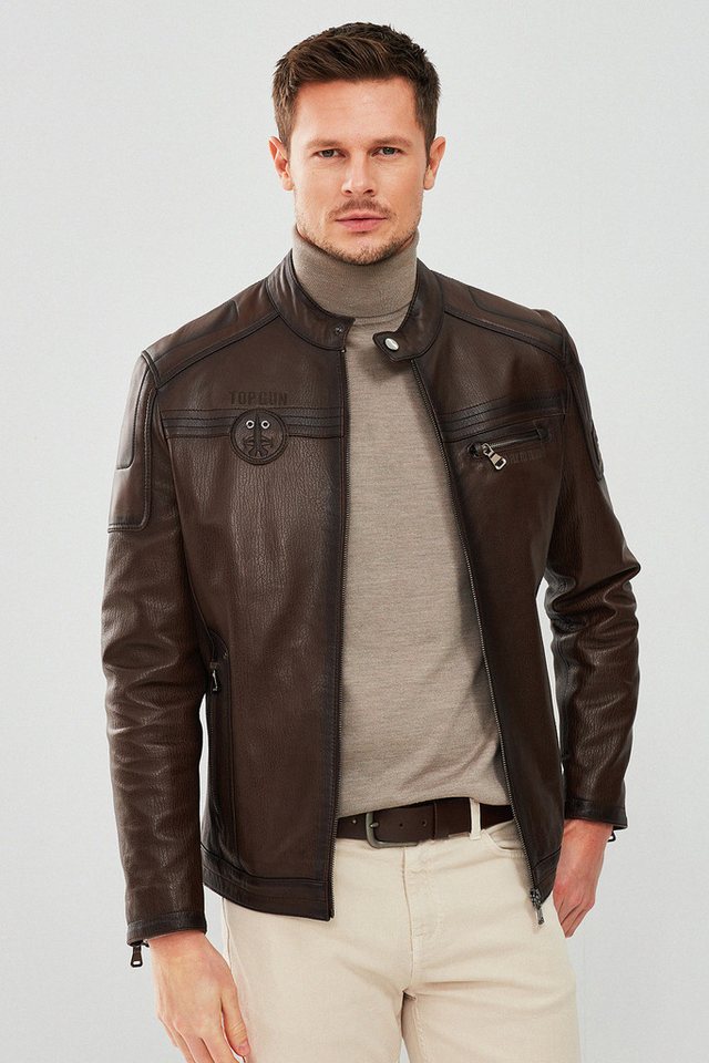 Derimod Lederjacke Kawhi Slim-Fit Bestickte Lederjacke von Derimod