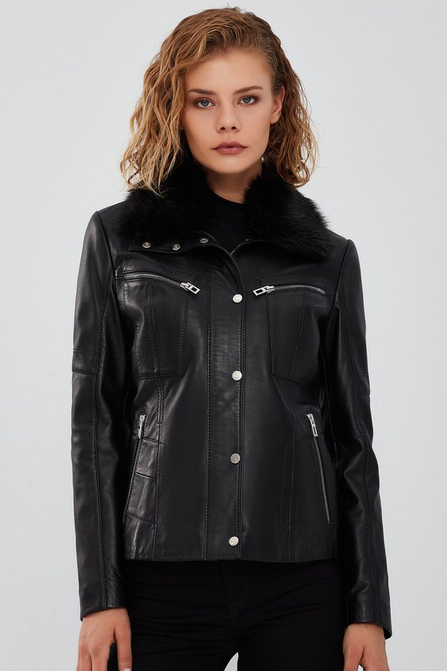 Derimod Lederjacke Vivien Lederjacke mit Kunstfellkragen von Derimod