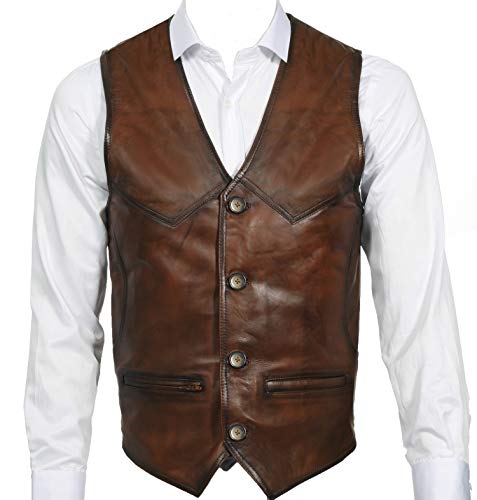 Weste aus 100% Lammleder, braune Lederweste, weiche Schaffellweste, braun, S Weste aus 100% Lammleder, braune Lederweste, weiche Schaffellweste, braun, S von Derisitesi