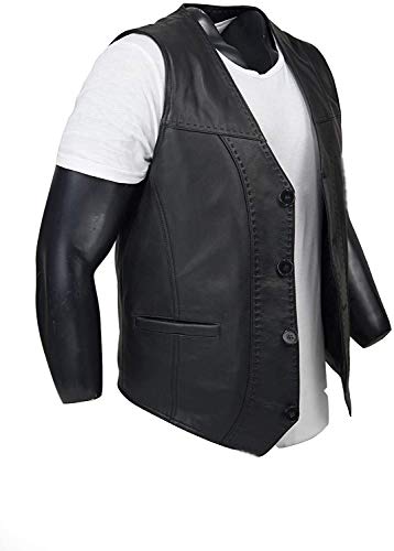 Weste aus 100 % Lammleder, schwarze Lederweste, weiche Schaffell-Weste, Schwarz , XL Weste aus 100 % Lammleder, schwarze Lederweste, weiche Schaffell-Weste, Schwarz , XL von Derisitesi