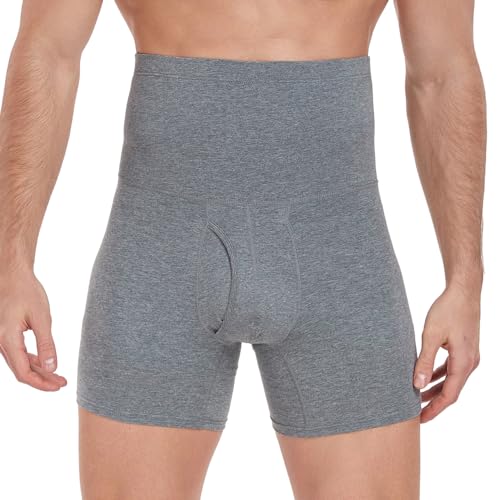Deriwone Herren Boxershorts Atmungsaktive Retroshorts Unterhosen mit Hoher Taille Baumwoll Unterwäsche Trunks XXL,Grau von Deriwone