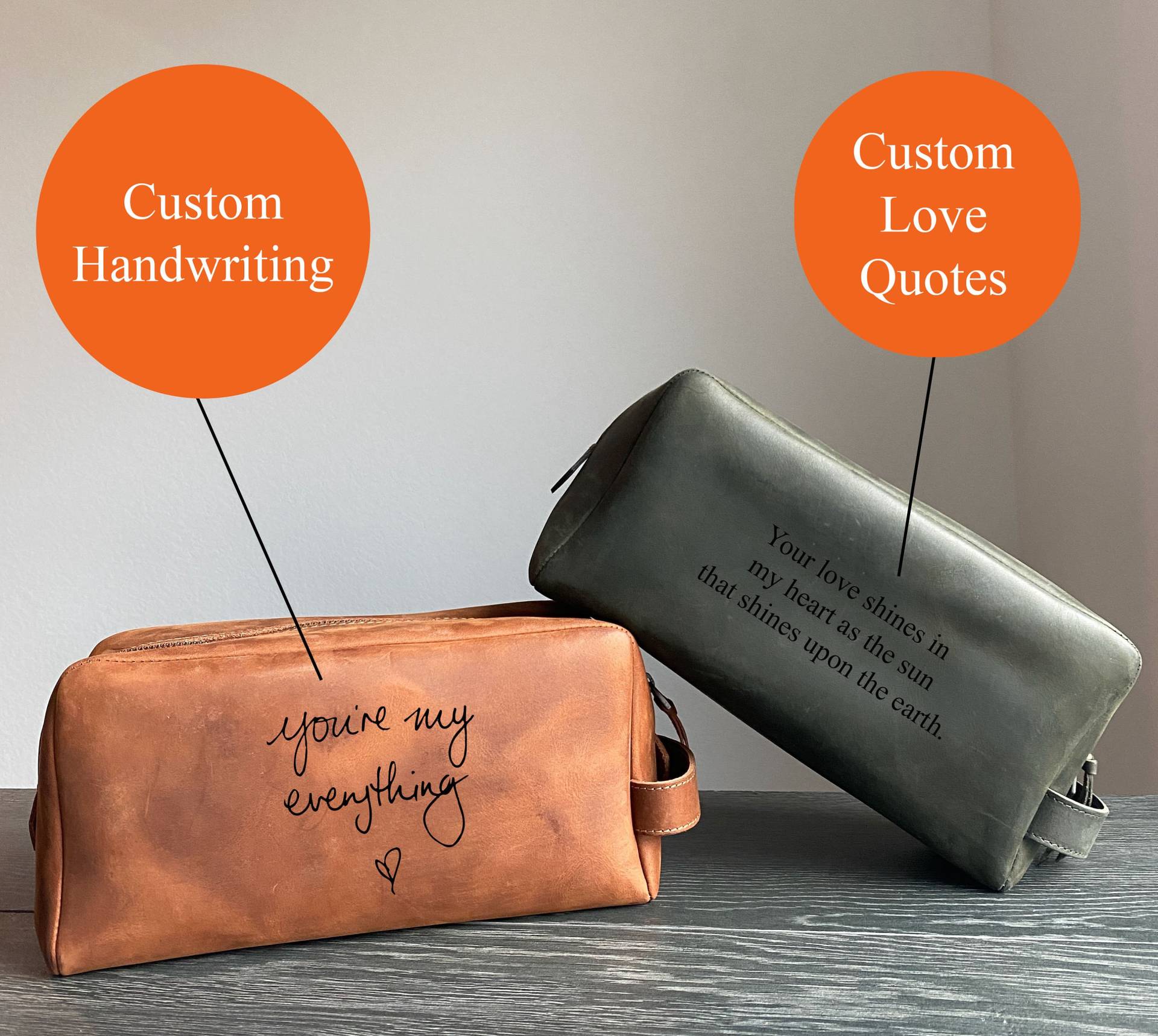 Kulturbeutel, Personalisiertes Leder Dopp Set, Gravur Herren Reisetasche, Rasiertasche, Valentinstag Geschenk Für Bräutigam von DermaLeather