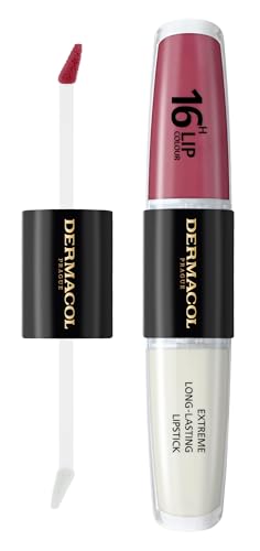 NEU Dermacol - 16-Hour Lip Colour, High Pigmentation Lip Gloss, Two-Phase Lip Gloss, Kiss-Proof Lip Make-up with Matte Finish and Shine, no. 28, Royal Peony von Dermacol