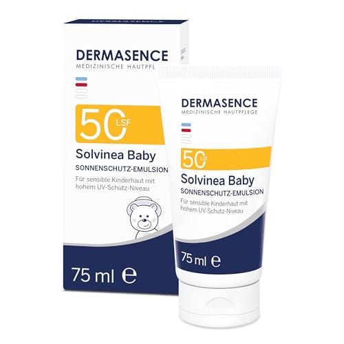 DERMASENCE Solvinea Baby LSF 50, 75 ml - hoher Sonnenschutz für die empfindliche Kinderhaut oder sehr trockene und zu Neurodermitis neigende Haut - Gesicht und Körper - mit Vitamine E - parfümfrei von DERMASENCE