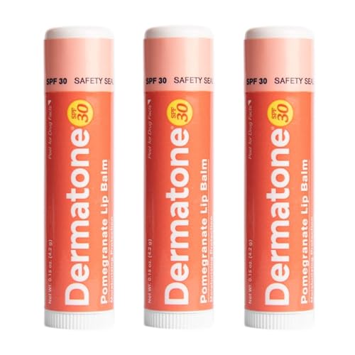 Dermatone Pomegranate Lip Balm SPF 30 | Lip Balm with Sunscreen | Moisturizing with Aloe and Vitamin E | Medicated to Soothe & Replenish Chapped and Cracked Lips (Pomegranate Lip Balm, 0.15oz Pack of 3) von Dermatone