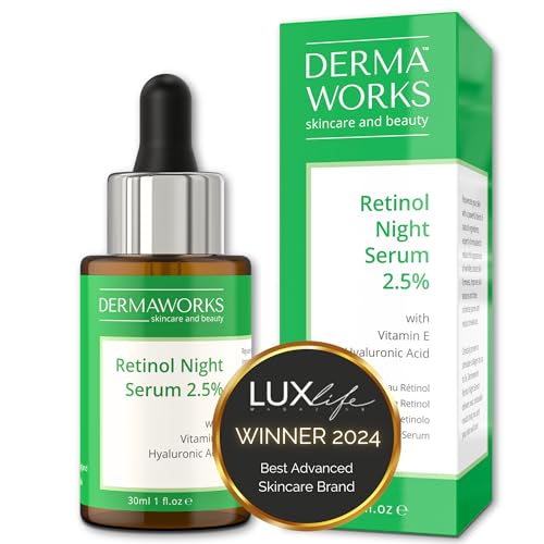 RETINOL SERUM GESICHT mit Hyaluronsäure – Anti Falten und Anti Aging Serum für Frauen und Männer – Behandlung von Hyperpigmentierung – Feuchtigkeitsspendende Retinoid Hautpflege – DERMAWORKS von Dermaworks