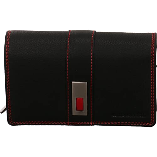 Dernier Damen Geldbörse aus Echtleder in schwarz mit Reißverschluss und Ziernähten in rot. schwarz Dernier Damen Geldbörse aus Echtleder in schwarz mit Reißverschluss und Ziernähten in rot. schwarz von Dernier