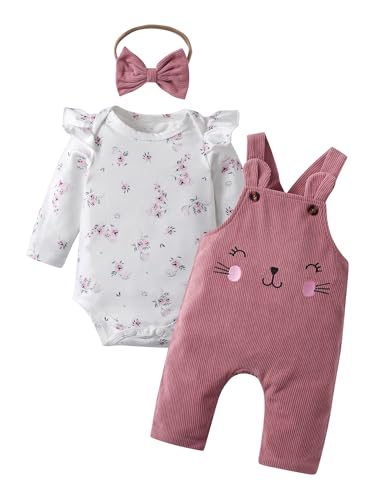 Derouetkia Baby Mädchen Kleidung Langarm Floral Tops + Strumpfhosen Cute Outfit Set, Rosa, 6-9 Monate von Derouetkia