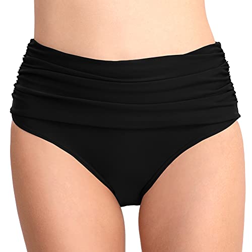 Derssity Damen Bikinihose Vintage Hoher Taille Geraffte Badehose Stretchigen Schwimmshort von Derssity