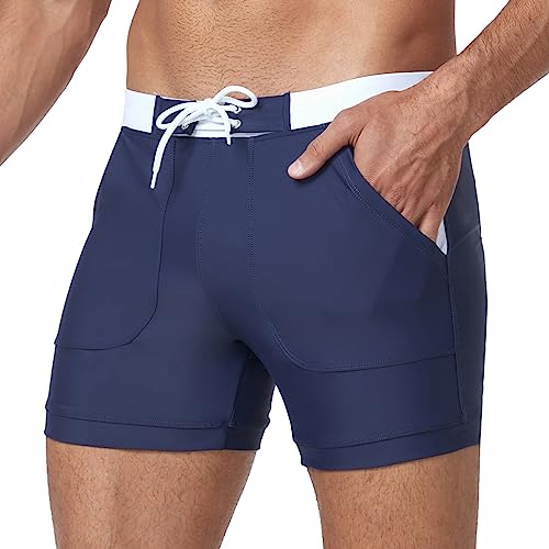 Derssity Herren Badeshorts Schnell trocknende Badehose Boxer-Badebekleidung mit verstellbarem Kordelzug(N,L) von Derssity