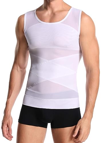 Derssity Herren Kompressionsshirt Abnehmen Body Shaper Sport Bauch Weg Unterhemden Figurformende Shapewear Tanktop (W,XXL) von Derssity