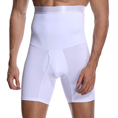 Herren Abnehmen Shapewear Hohe Taille Figurformende Unterwäsche Hose Kompression Boxershorts Männer Bauch Kontrolle Briefs Sport Training Funktionsunterwäsche(White,XXL) von Derssity