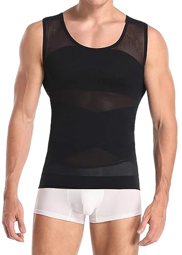 Derssity Herren Kompressionsshirt Abnehmen Body Shaper Sport Bauch Weg Unterhemden Figurformende Shapewear Tanktop (B,M) von Derssity