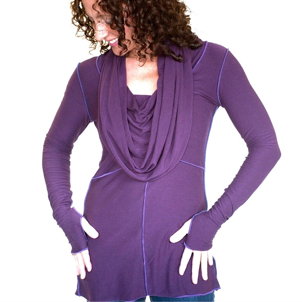 Damen Tunika Top, Kapuzenschal, Yoga Top - Pandora Tunic Dance Hoodie von DervishClothing