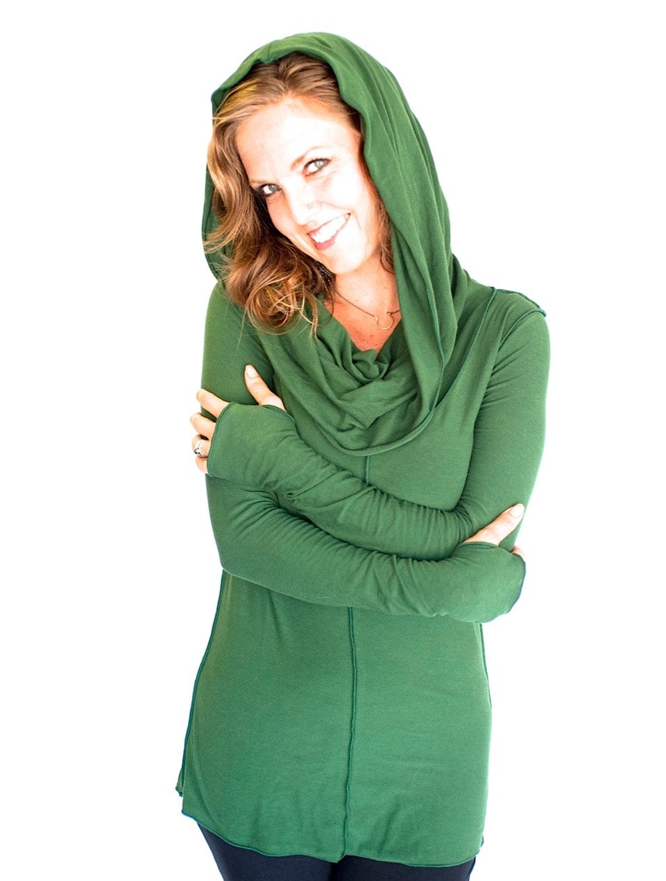 Damen Tunika Top, Kapuzenschal, Yoga Top - Pandora Tunic Festival Hoodie von DervishClothing