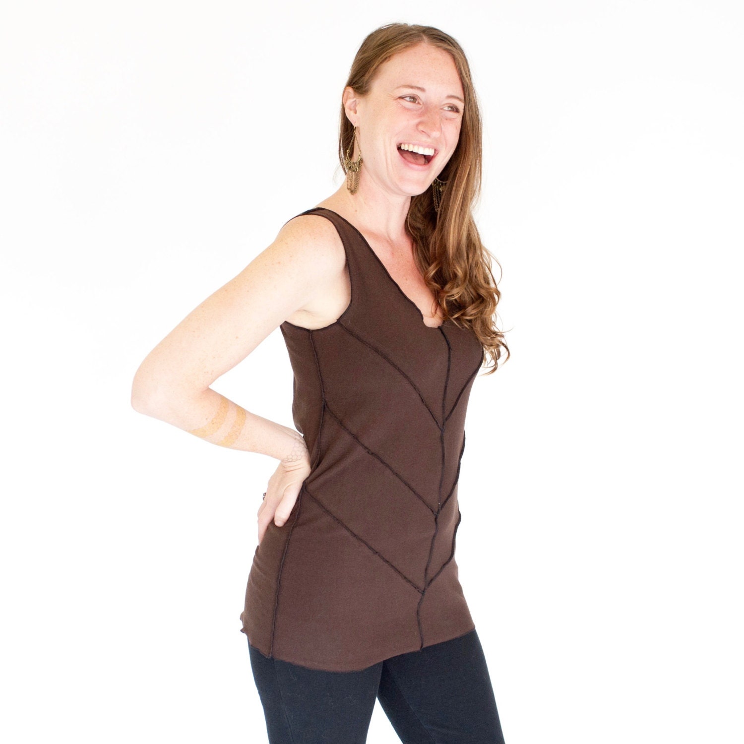 Elfen Yoga Tank Top Custom Stitch Baumwoll Lycra Tunika Vivian Tank von DervishClothing