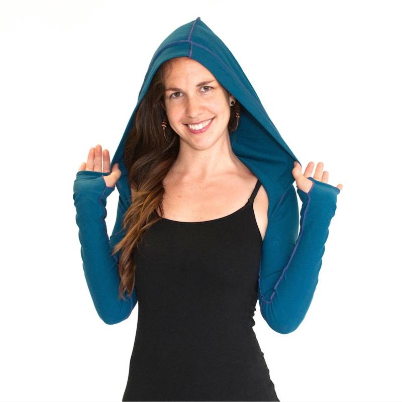 Shrug Bolero Mit Kapuze, Langarm Daumenloch - Intepid Shrug, Bolero, Dancewear, Festival Kleidung, Boho von DervishClothing