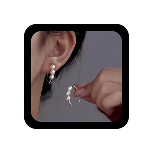 Dervivea Böhmische Ovale Reif Perlenohrringe Silber Perle Tropfen Ohrringe Nachahmung Perle Bogen Ohrringe Vintage Perle Ovalen Reif Ohrring Schmuck Für Frauen von Dervivea